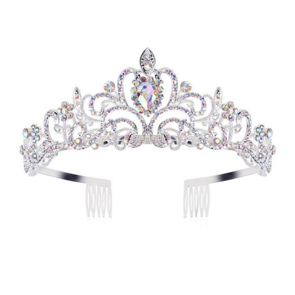 Silver Crystal Tiara Crowns For Women 04 Ab Rhinestones